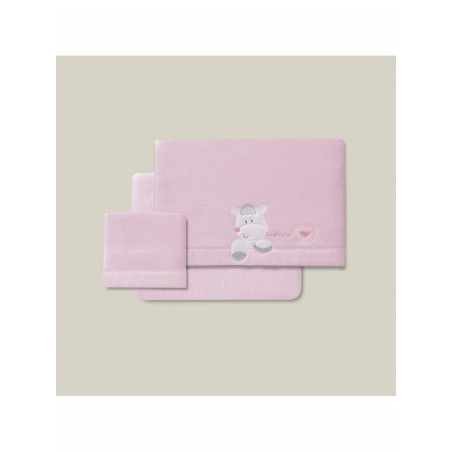 JUEGO SABANAS CORALINA TRIPTICO CORAZÓN AMOROSO ROSA