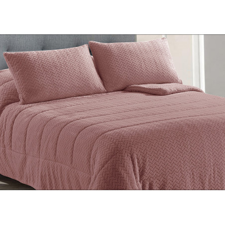 EDREDÓN SHERPA MAICA KARAMELO COLOR VINO CAMA 250X270